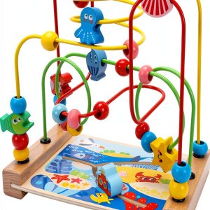 Vaveren Wooden Bead Maze Toy for Toddlers Motor Skills-0