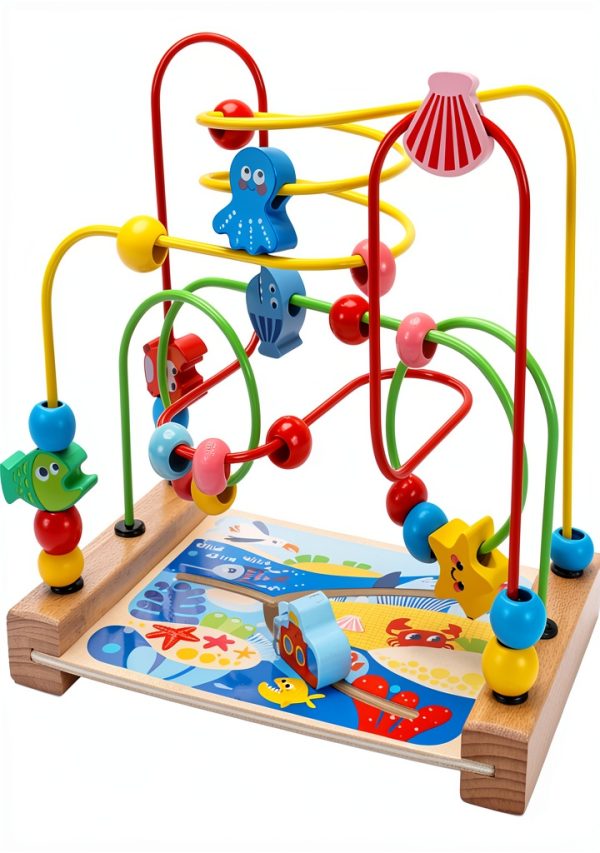 Vaveren Wooden Bead Maze Toy for Toddlers Motor Skills-0