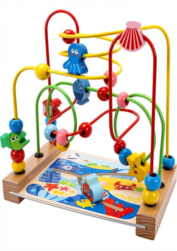 Vaveren Wooden Bead Maze Toy for Toddlers Motor Skills-3