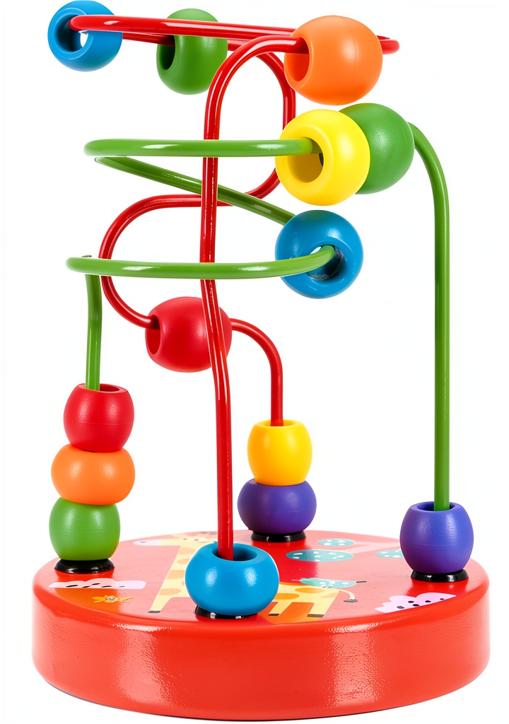 Nuby Wooden Bead Maze showing colorful beads and compact design