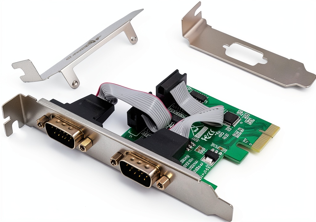 Installing X-MEDIA Serial Port Card PCI Express Specification Rev 1.1 on a wooden desk