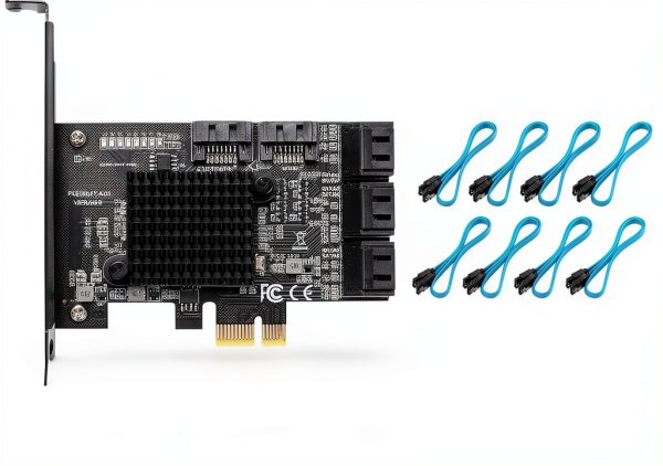 YBBOTT SATA 8 Port PCIe Card with Advanced Heatsink PCE 8SAT-3
