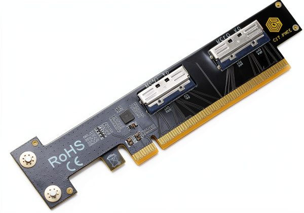 PCIe to MCIO Adapter LetLinkSo 8i Dual Slot Black 128Gbps U.2-2