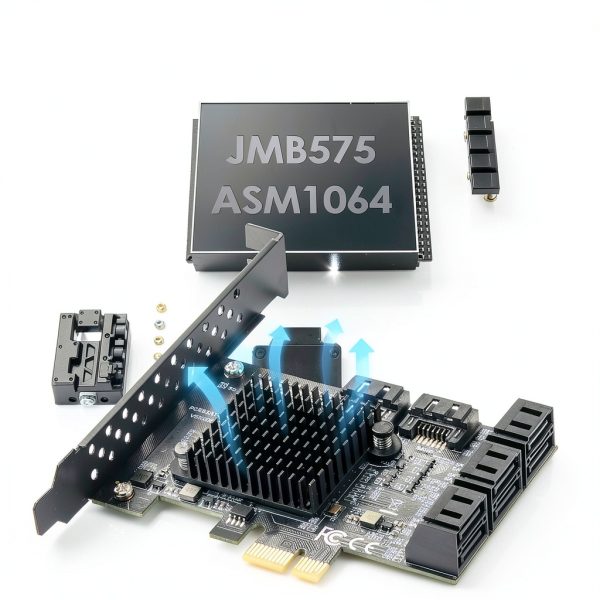 YBBOTT SATA 8 Port PCIe Card with Advanced Heatsink PCE 8SAT-5