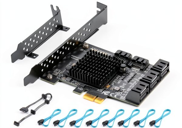 YBBOTT SATA 8 Port PCIe Card with Advanced Heatsink PCE 8SAT-0